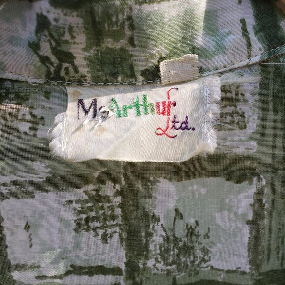 Vintage McArthur LTD Green Print 50s Dress - Picture 7 of 7